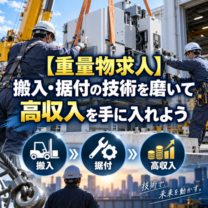 【重量物求人】搬入・据付の技術を磨いて高収入を手に入れよう